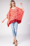 Dobby Border Cold Shoulder Poncho