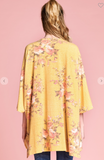 Washed Floral Open-Front Kimono