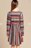 Multi-Color Variegated Striped Babydoll Dress