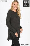 Round Neck Long Sleeve Popcorn Sweater - 2 Colors