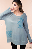 Sage Embroidered Knit Top