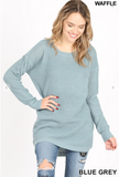 Round Neck Waffle Sweater - 4 Colors