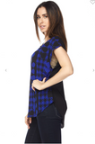Houndstooth Multi Print Crew Neck Tunic Top - 2 Colors