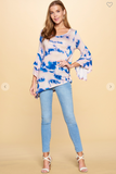 Tie-Dye Knit Top with Tiered Bell Sleeves