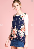 Floral Window Pane Print Top