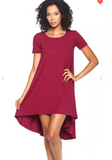 Short Sleeve High-Low Dress - 3 Colors