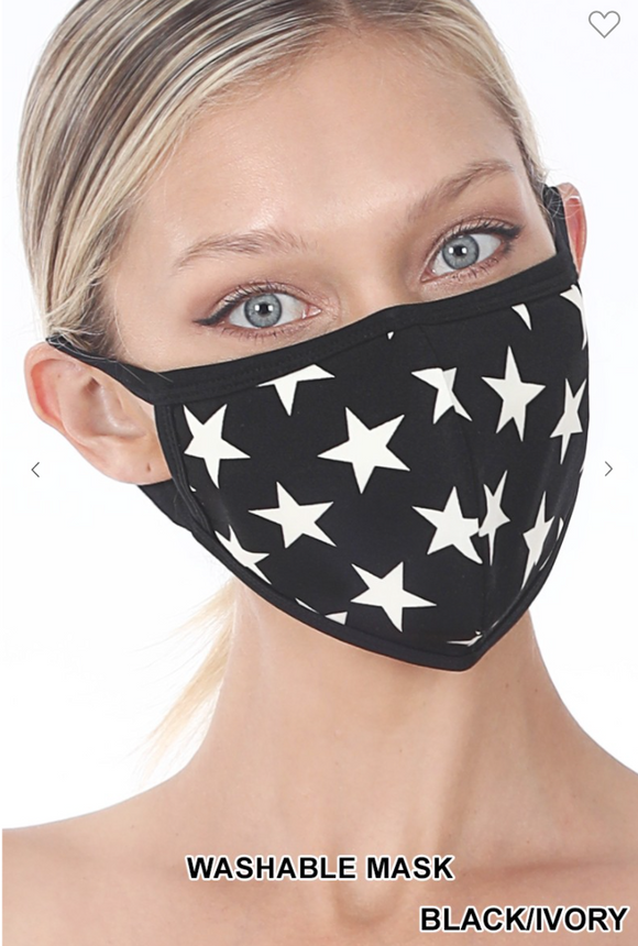 Star Print Face Mask - 2 Colors