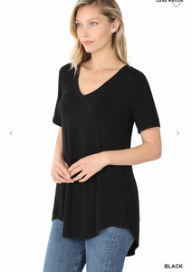 Short Sleeve V-Neck High-Low Top - 3 Colors