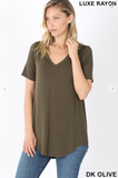 Short Sleeve V-Neck High-Low Top - 3 Colors