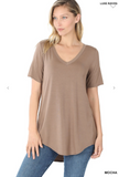 Short Sleeve V-Neck High-Low Top - 3 Colors
