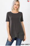 Short Sleeve Premium Stretch Top W/ Chiffon - 5 Colors