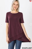 Short Sleeve Premium Stretch Top W/ Chiffon - 5 Colors