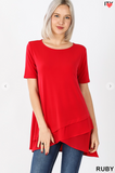 Short Sleeve Premium Stretch Top W/ Chiffon - 5 Colors