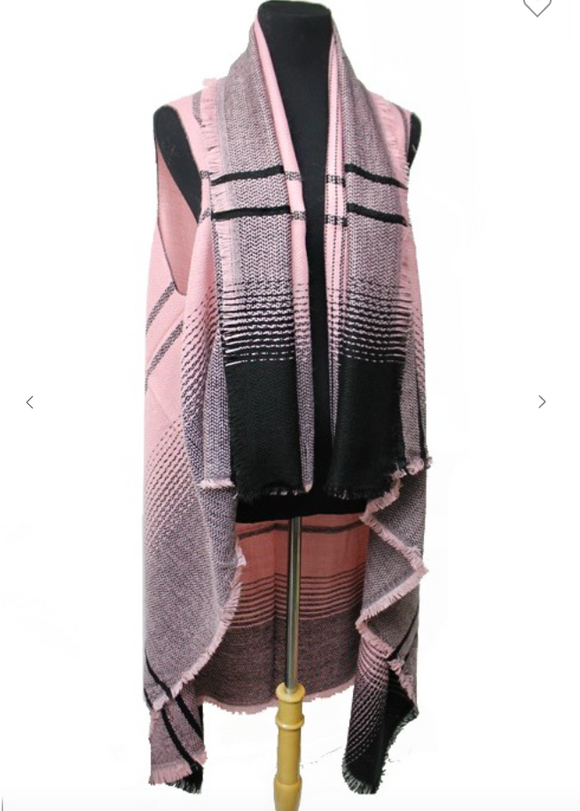 Double Tone Ombre Dyed Fashion Blanket Cardigan Vest