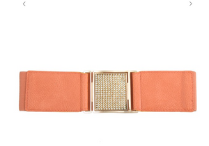 Rhinestone Square Buckle Elastic Belt