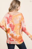 Tie Dye Dolman Sleeve Off Shoulder Top