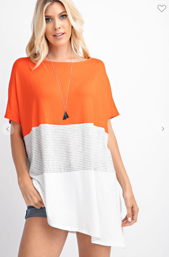 Color Block Poncho Silhouette Knit Top