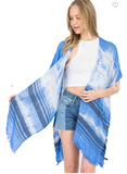 Upper Tie dye Lower Tinsel Light Cover Kimono