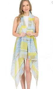 Mosaic Multi Print Sleeveless Kimono Vest - 2 Colors