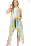 Mosaic Multi Print Sleeveless Kimono Vest - 2 Colors