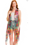 Multi Colored Mandala Print Semi Sheer Vest - 2 Colors