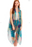 Multi Colored Mandala Print Semi Sheer Vest - 2 Colors