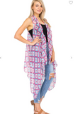 Abstract Aztec Geo Print Light Vest Kimonos - 3 Colors