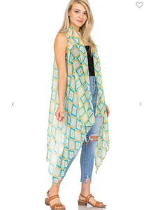 Abstract Aztec Geo Print Light Vest Kimonos - 3 Colors