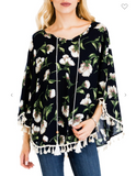 Hibiscus Flower Cape with Tassel Ends