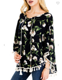 Hibiscus Flower Cape with Tassel Ends
