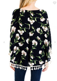 Hibiscus Flower Cape with Tassel Ends