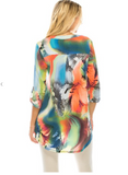 Notch Neck Rolled Sleeve Terra Top