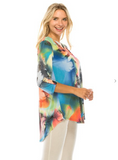 Notch Neck Rolled Sleeve Terra Top