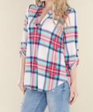 Pink Mixed Color Check Print Terra Top