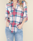 Pink Mixed Color Check Print Terra Top