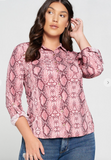 3/4 Sleeve Button Down Blouse with Pocket