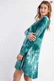 Tie Dye Printed Long Sleeve Swing Dress