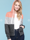 Color Block Zip Up Hoodie
