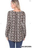 Snake Print V-Neck Long Sleeve Top - 2 Colors