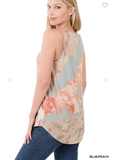 Tie Dye Sleeveless Scoop Neck Round Hem Top