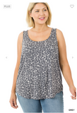 Leopard Sleeveless Scoop Neck Round Hem Top - 2 Colors
