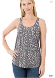 Leopard Sleeveless Scoop Neck Round Hem Top - 2 Colors