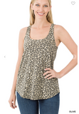 Leopard Sleeveless Scoop Neck Round Hem Top - 2 Colors