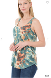 Tie Dye Sleeveless Scoop Neck Round Hem Top
