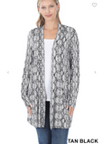 Snake Print Pocket Cardigan - 2 Colors