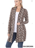 Snake Print Pocket Cardigan - 2 Colors