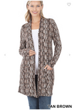 Snake Print Pocket Cardigan - 2 Colors