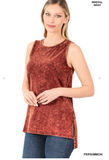 Mineral Wash Sleeveless High-Low Top - 2 Colors