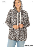 Snake Print Kangaroo Pocket Hoodie