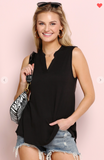 Placket Neck Tank Top